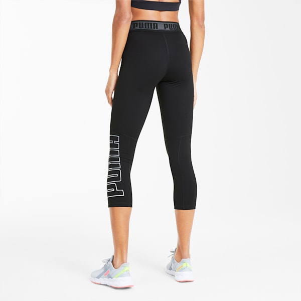 Logo Elastic Women's 3/4 Leggings, Puma Black, extralarge