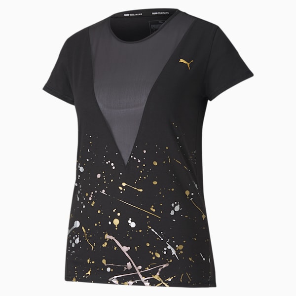 Metal Splash Deep V Women's Tee, Puma Black, extralarge