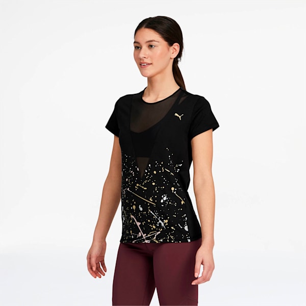 Metal Splash Deep V Women's Tee, Puma Black, extralarge