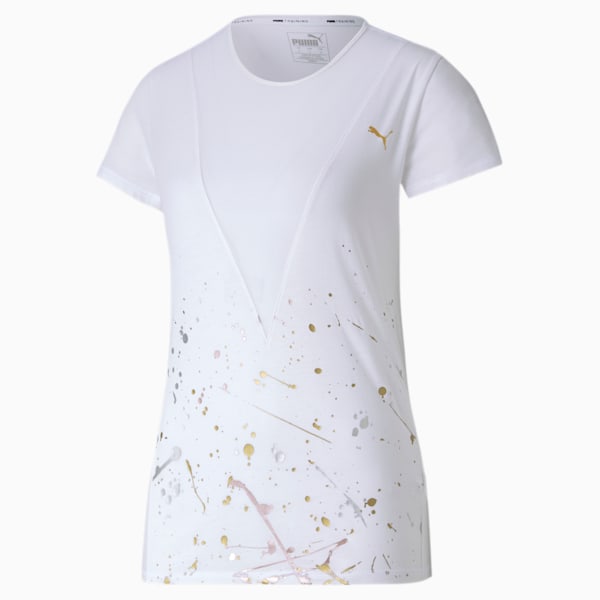 Metal Splash Deep V Women's Tee, Puma White, extralarge