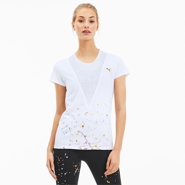 Metal Splash Deep V Women's Tee, Puma White, extralarge