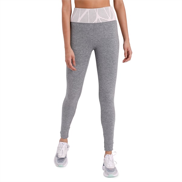 Lace Eclipse Full Women's Tights, Medium Gray Heather-Rosewater, extralarge-IND