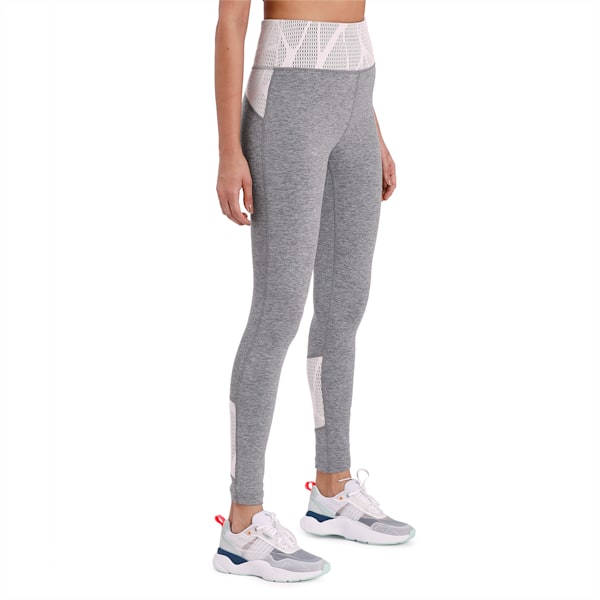 Lace Eclipse Full Women's Tights, Medium Gray Heather-Rosewater, extralarge-IND