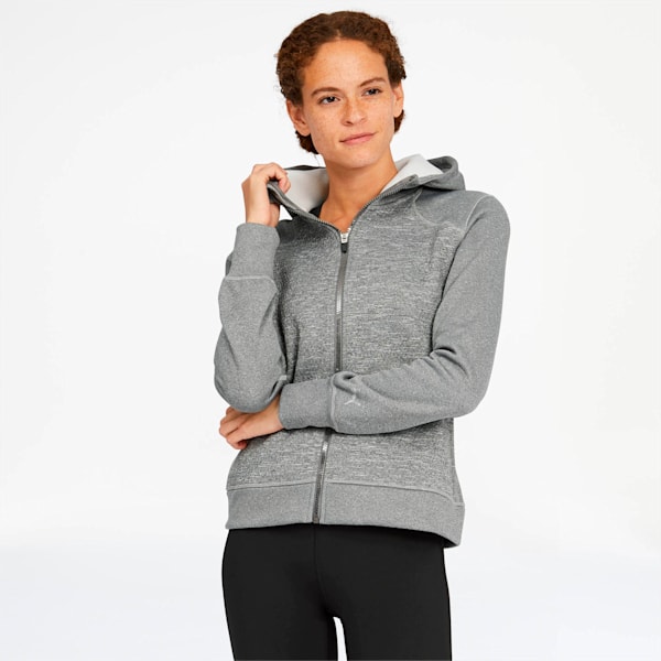 After Glow Women's Full Zip Hoodie, Medium Gray Heather, extralarge