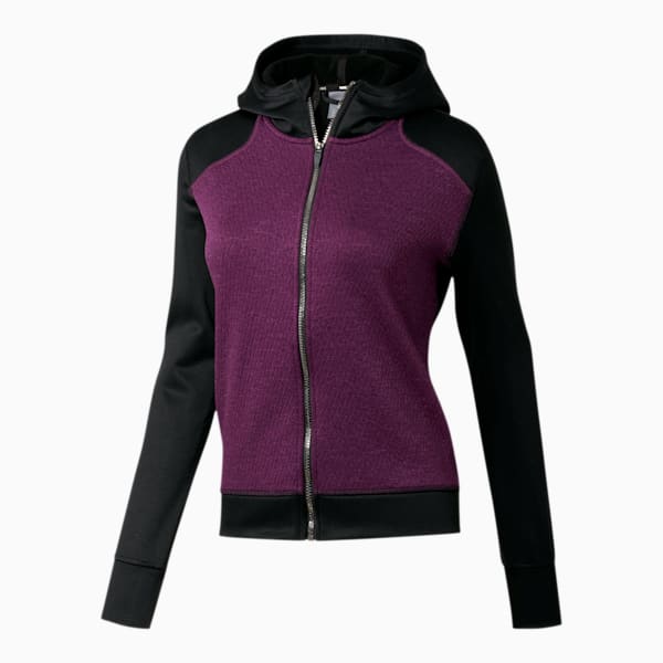 After Glow Women's Full Zip Hoodie, Plum Purple-Puma Black, extralarge