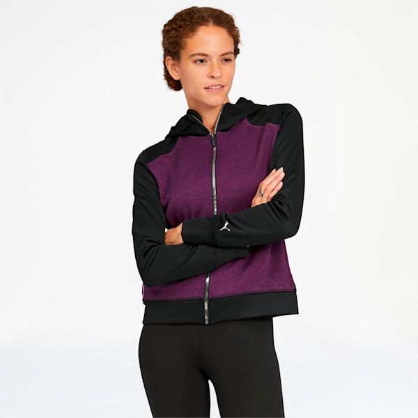 After Glow Women's Full Zip Hoodie, Plum Purple-Puma Black, extralarge