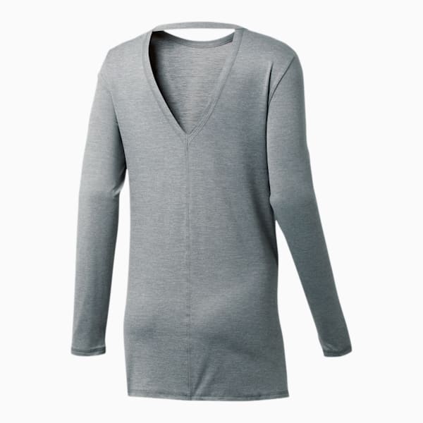 Studio Women's Layering Long Sleeve Tee, Medium Gray Heather, extralarge