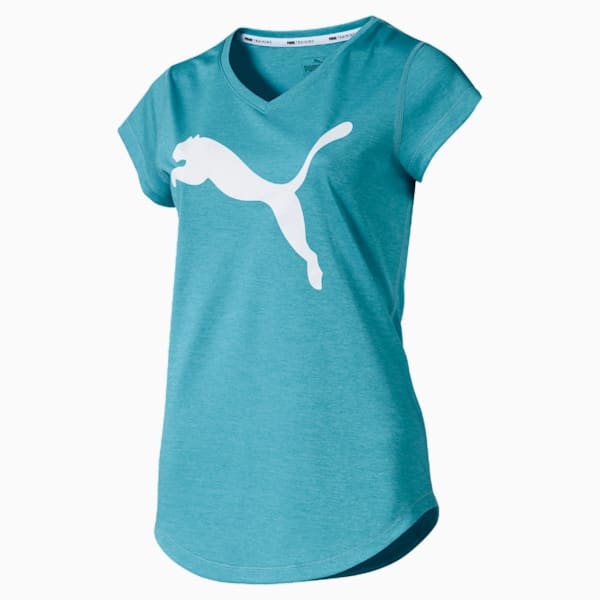 Heather Cat V-neck Women's Training Tee, Milky Blue, extralarge-IND