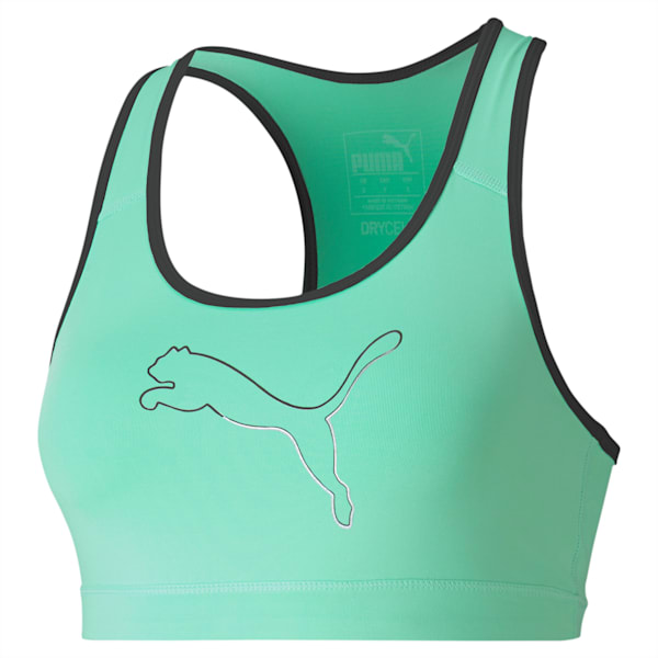 4Keeps Mid Impact Women's Bra, Green Glimmer-Puma Black-Cat, extralarge-IND