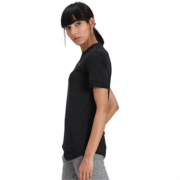 Studio Mixed Women's Lace T-Shirt, Puma Black