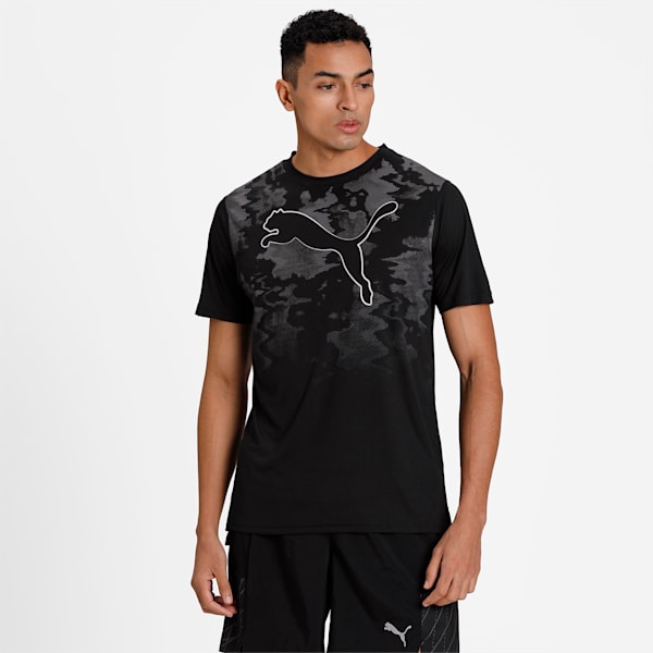 Graphic Cat Short Sleeve Men's Running T-Shirt, Puma Black, extralarge-IND