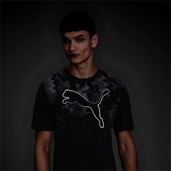 Graphic Cat Short Sleeve Men's Running T-Shirt, Puma Black, extralarge-IND