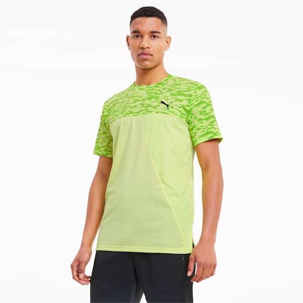 Printed Vent Men's Training T-Shirt, Fizzy Yellow, extralarge-IND