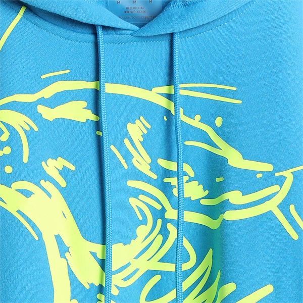 Performance Graphic Men's Training Hoodie, Nrgy Blue-Fizzy Yellow Big Cat, extralarge-IND