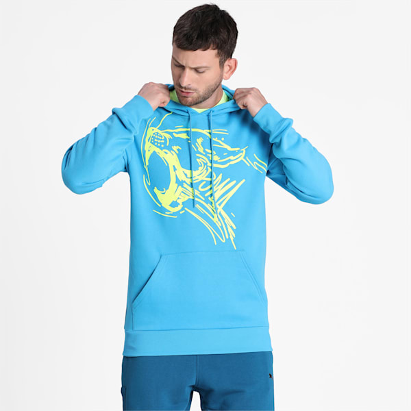 Performance Graphic Men's Training Hoodie, Nrgy Blue-Fizzy Yellow Big Cat, extralarge-IND