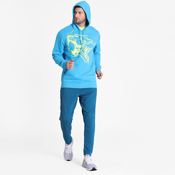 Performance Graphic Men's Training Hoodie, Nrgy Blue-Fizzy Yellow Big Cat, extralarge-IND