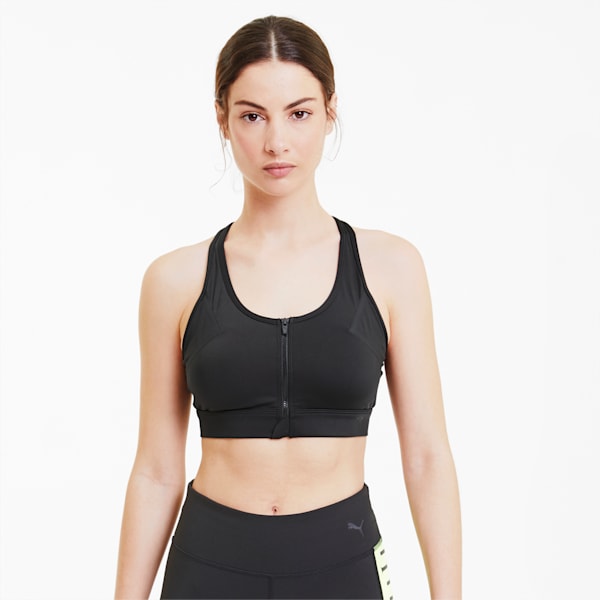 High Impact Women's Front Zip Bra, Puma Black, extralarge-IND