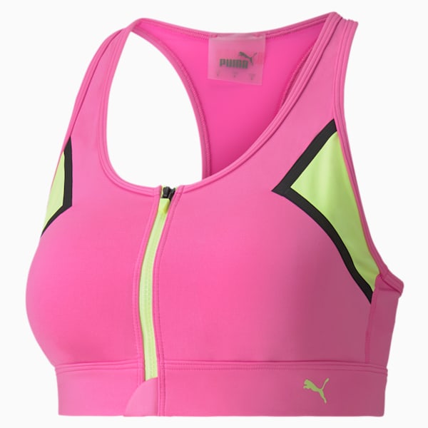 High Impact Women's Front Zip Bra, Luminous Pink, extralarge