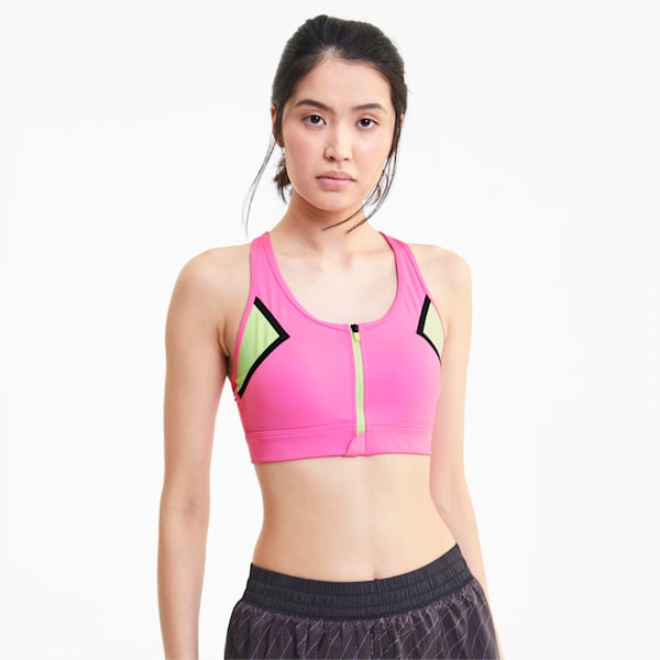 High Impact Women's Front Zip Bra, Luminous Pink, extralarge