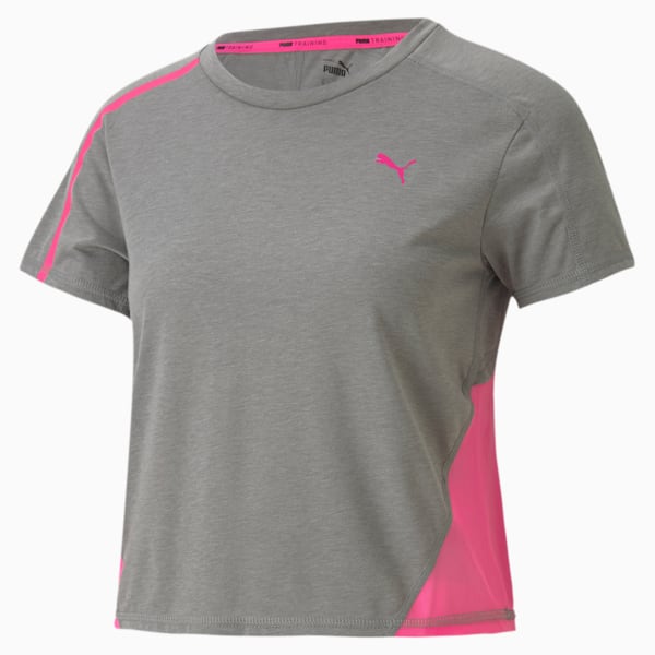 Train Women's Mesh Panel Tee, Medium Gray Heather, extralarge