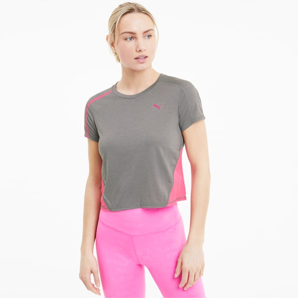 Train Women's Mesh Panel Tee, Medium Gray Heather, extralarge