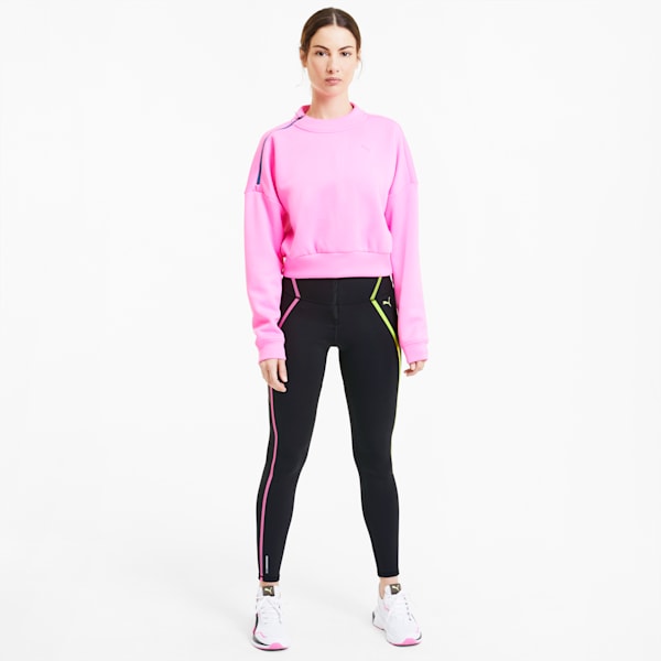 Bonded Zip High Waist Women's Training Tights, Puma Black-Luminous Pink-Fizzy Yellow