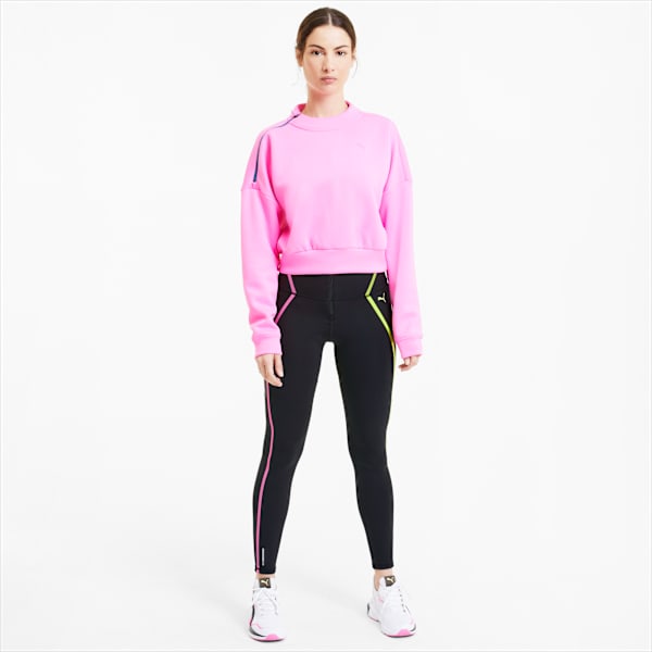 Bonded Zip High Waist Women's Training Tights, Puma Black-Luminous Pink-Fizzy Yellow, extralarge-IND