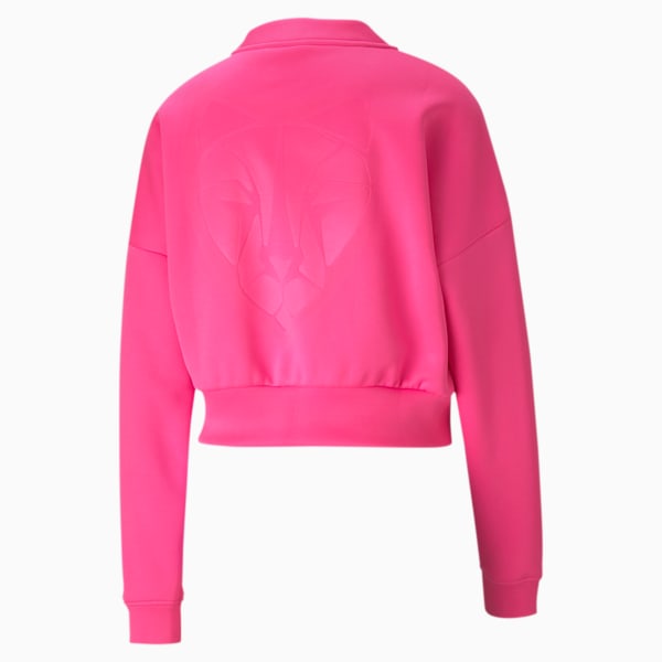Train Women's Zip Crewneck Sweatshirt, Luminous Pink, extralarge
