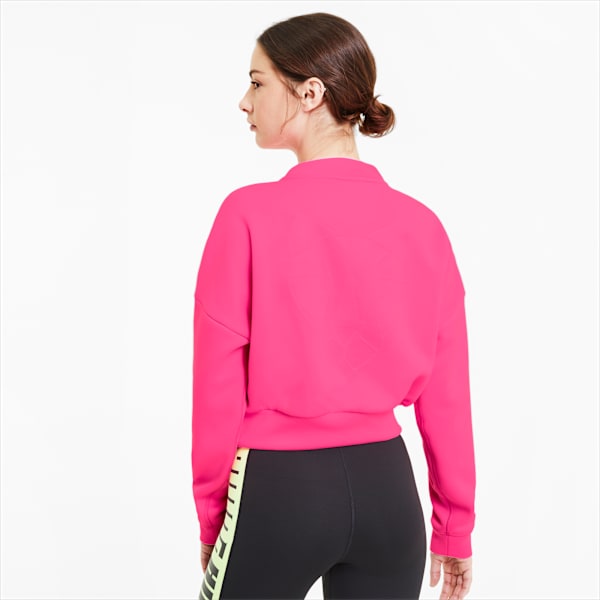 Train Women's Zip Crewneck Sweatshirt, Luminous Pink, extralarge