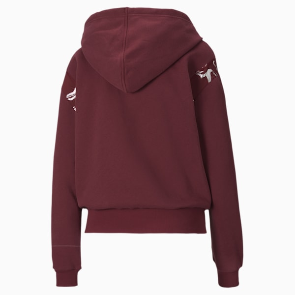 Metallic Women's Full Zip Training Hoodie, Burgundy, extralarge