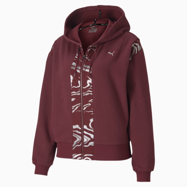 Metallic Women's Full Zip Training Hoodie, Burgundy, extralarge