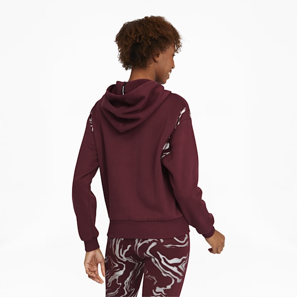 Metallic Full Zip Women's Training Hoodie, Burgundy, extralarge