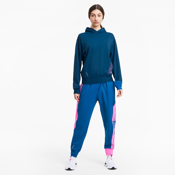 Stretch Knit Women's Training Hoodie, Digi-blue, extralarge-IND