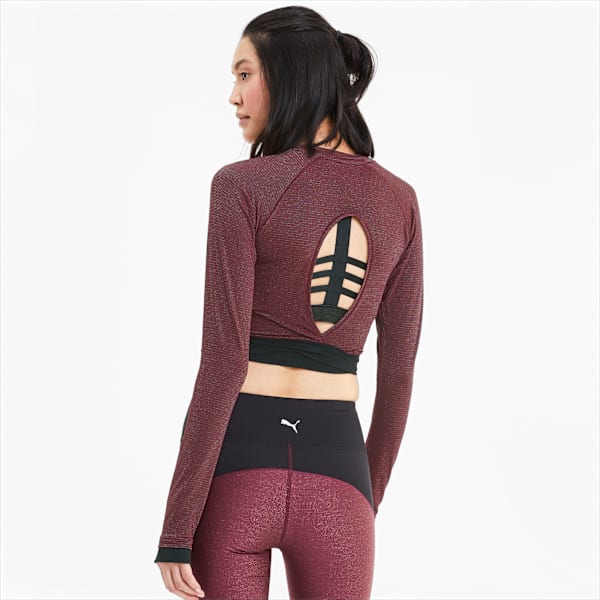 Studio Metallic Women's Long Sleeve Top, Burgundy, extralarge