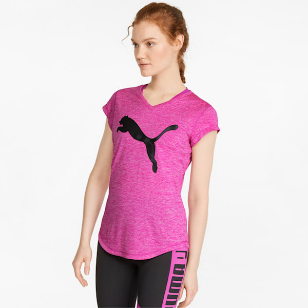 Train Favourite Heather Cat Women's Training T-Shirt, Deep Orchid Heather-PUMA AOP Cat, extralarge-IND