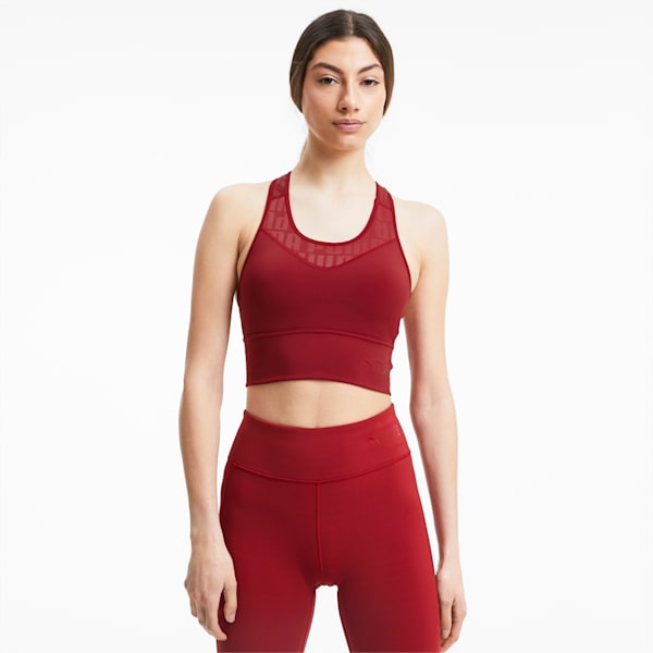 PUMA x FIRST MILE Mid Impact Long Line Women's Training Bra, Red Dahlia, extralarge-IND