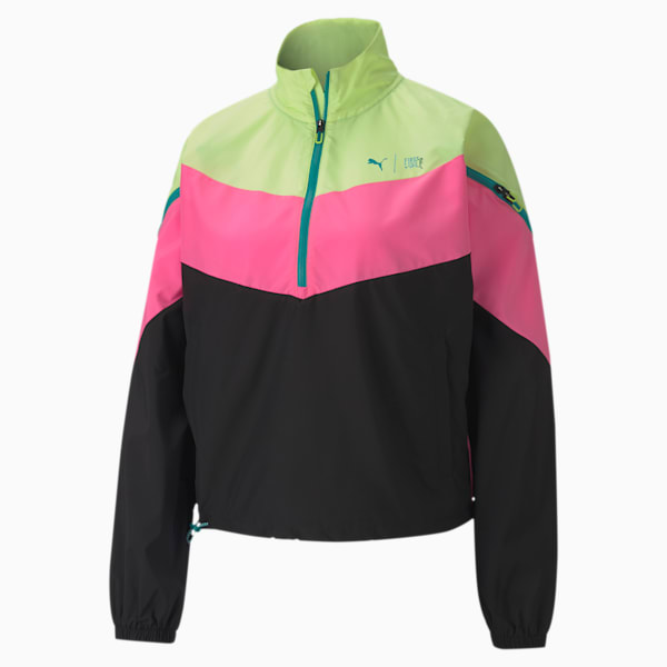 PUMA x FIRST MILE Xtreme windCELL Women's Training Jacket, Fizzy Yellow-Luminous Pink-Puma Black, extralarge-IND