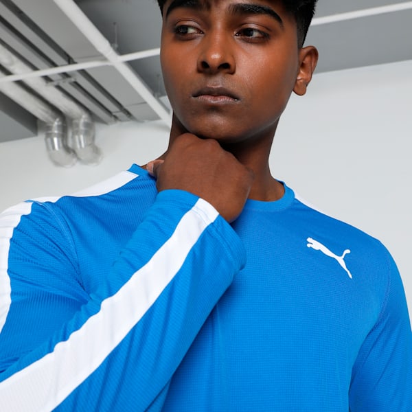 Cross the Line Long Sleeve Men's Track and Field Performance Fit T-shirt, Team Power Blue-Puma White, extralarge-IND