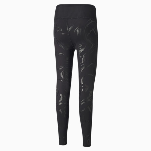 Metallic High Waist Flatlock Stitching Women's Training Leggings, Puma Black-Marble Print, extralarge-IND