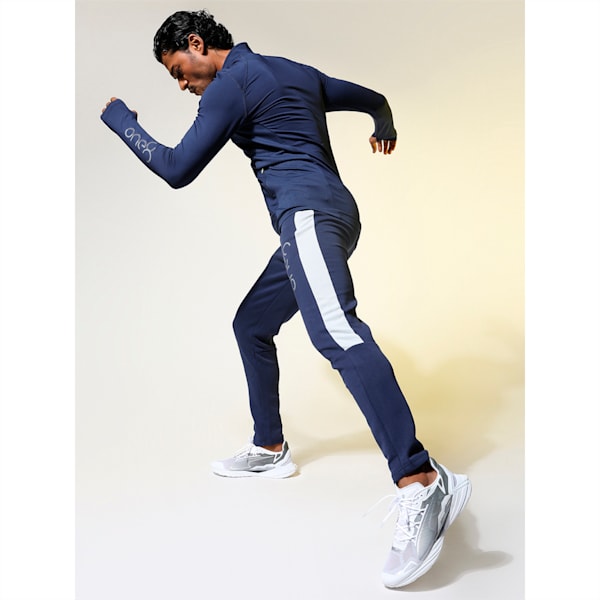 PUMA Men's Active Sweatpants, Peacoat-Fizzy Yellow, extralarge-IND