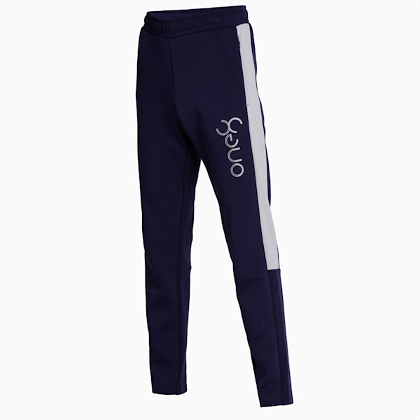 PUMA Men's Active Sweatpants, Peacoat-Fizzy Yellow, extralarge-IND