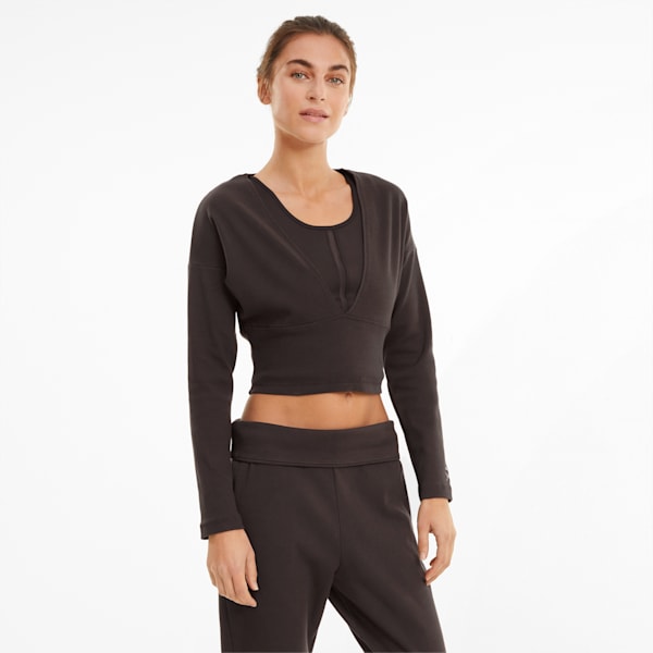 Exhale Ribbed Knit V-Neck Long Sleeve Women's Training Top