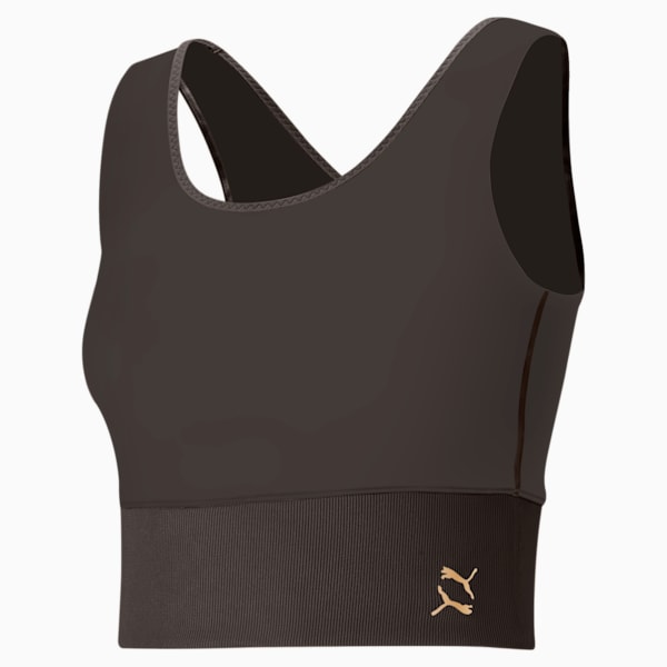 Exhale Solid Women's Training  Crop Top, After Dark, extralarge-IND