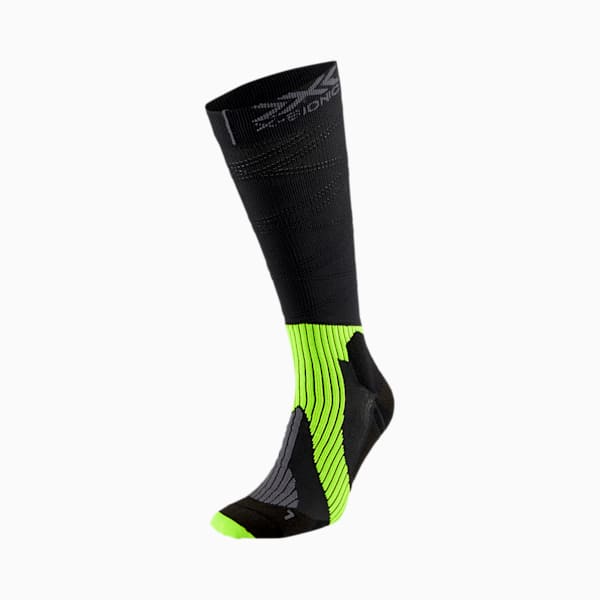 PUMA by X-BIONIC® Run Triple Helix Long Socks, Puma Black-Yellow Alert-Charcoal Gray, extralarge