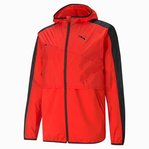 Ultra Men's Woven Training Jacket, Poppy Red-Puma Black, extralarge