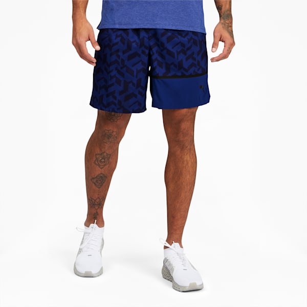 AOP Men's Woven Training Shorts, Elektro Blue-AOP Q1, extralarge