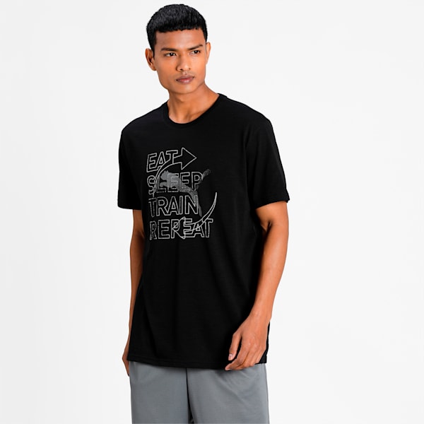 Performance Slogan Men's Training  Relaxed T-Shirt, Puma Black, extralarge-IND