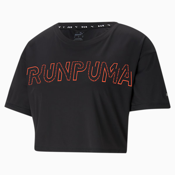 Logo Short Sleeve Women's Running Slim T-shirt, Puma Black, extralarge-IND