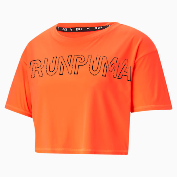 Logo Short Sleeve Women's Running Slim T-shirt, Lava Blast, extralarge-IND