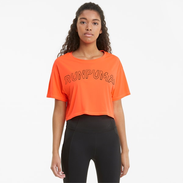 Logo Short Sleeve Women's Running Slim T-shirt, Lava Blast, extralarge-IND